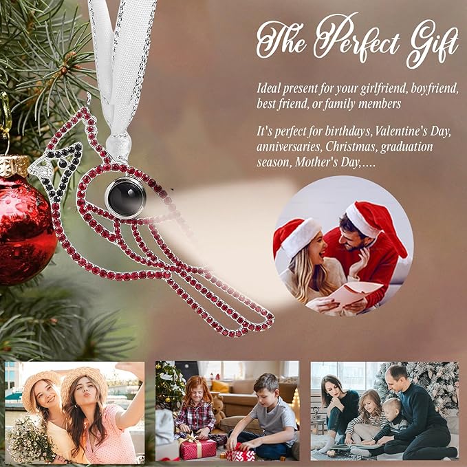 NAZENTI Personalized Christmas Ornaments with Photo Inside – Custom Cardinal 2025 Projection Pendant for Home, Custom Photo Ornaments for Christmas Tree, Xmas Decorations, Keepsakes for Grandparents