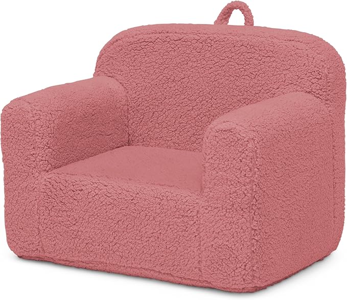 Delta Children Sherpa Cozee Chair - Foam Kids Chair for Ages 18 Months and Up, Rose