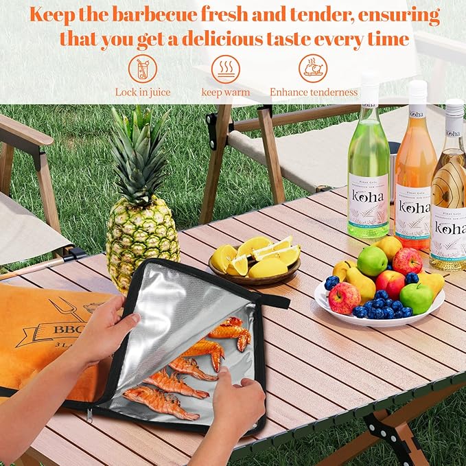 BBQ Blanket for Resting Meat - Insulated Blanket Bag for Large Briskets, Turkeys, Pork - Reusable Grilling Accessory & Birthday Gifts for Men, Dad, Grill Masters (21 inch)