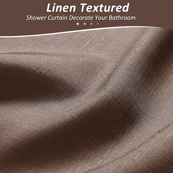 Caramel Brown Shower Curtains for Bathroom, Ombre Cloth Fabric Shower Curtain Set with 12 Hooks Caramel Brown Decor 72 x 72