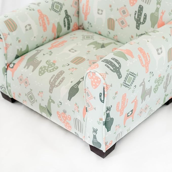 Kid Rocking Chair for Toddlers, Child Chair for Little Kids, Upholstered Toddler Armchair for Children, Comfy and Cute Little Kid Chairs (Legs, Llama Print)