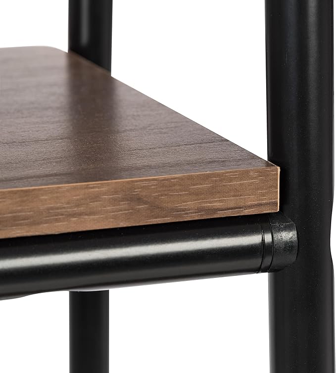 IRIS USA Clothes Rack for Hanging Clothes with Bottom Wood Shelf, Freestanding Clothing Rack, Easy to Assemble Garment Rack, Metal, Sturdy Design, Multipurpose, Small Space Storage Solution, Black