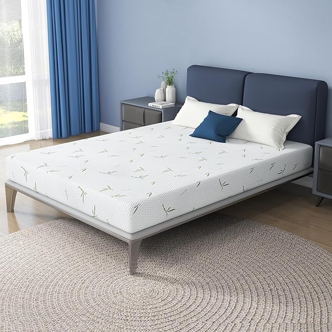 IULULU King Mattress, 8 Inch Memory Foam Mattress in a Box with Breathable Bamboo Cover, Green Tea King Size Mattress Made in USA for Cool Sleep & Pressure Relief, Medium Firm, CertiPUR-US Certified