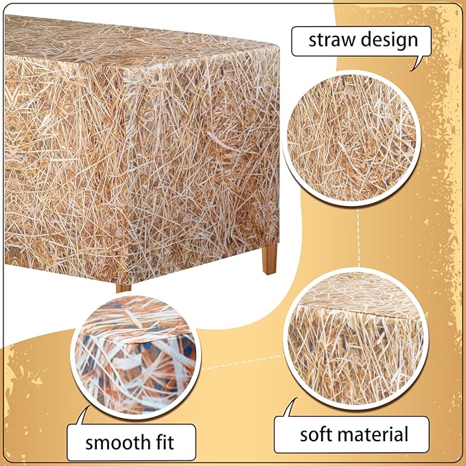 6FT Straw Tablecover,Western Cowboy Theme Tablecloth for Farm Party Decorations, Western Birthday, and Hay Bale Themed Events