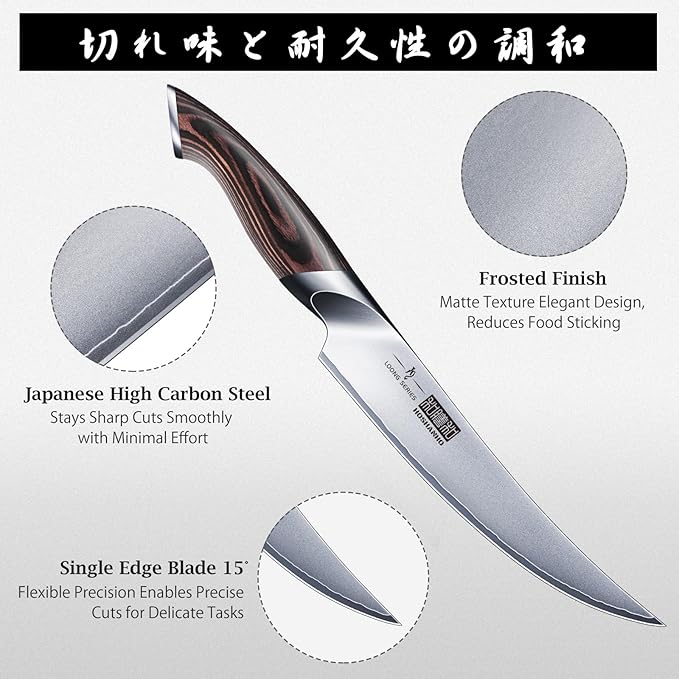 Boning Knife 6 Inch, High Carbon Stainless Steel Fillet Knife for Fish, Professional Japanese Sharp Kitchen Filleting Knives for Meat Cutting