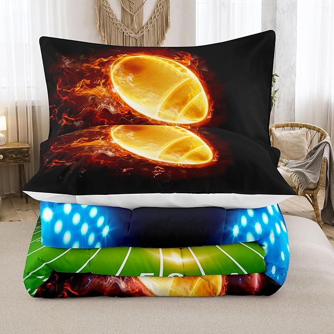 Tailor Shop Football Boys Comforter Sets Twin Size,Football Bedding Sets for Boys Kids Teens with 1 Pillowcase……