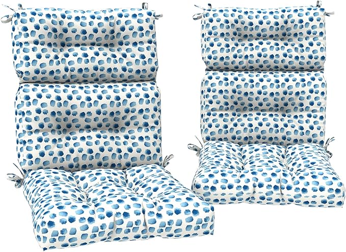 Set of 2 Outdoor High Back Chair Cushions 44"x 22",Water Repellent Rocking Seat Cushions Replacement, Seat/Back Chair Cushions for Patio,Porch,Balcony and Indoor - Brush Blue