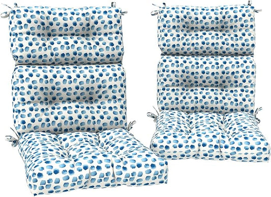 Set of 2 Outdoor High Back Chair Cushions 44"x 22",Water Repellent Rocking Seat Cushions Replacement, Seat/Back Chair Cushions for Patio,Porch,Balcony and Indoor - Brush Blue