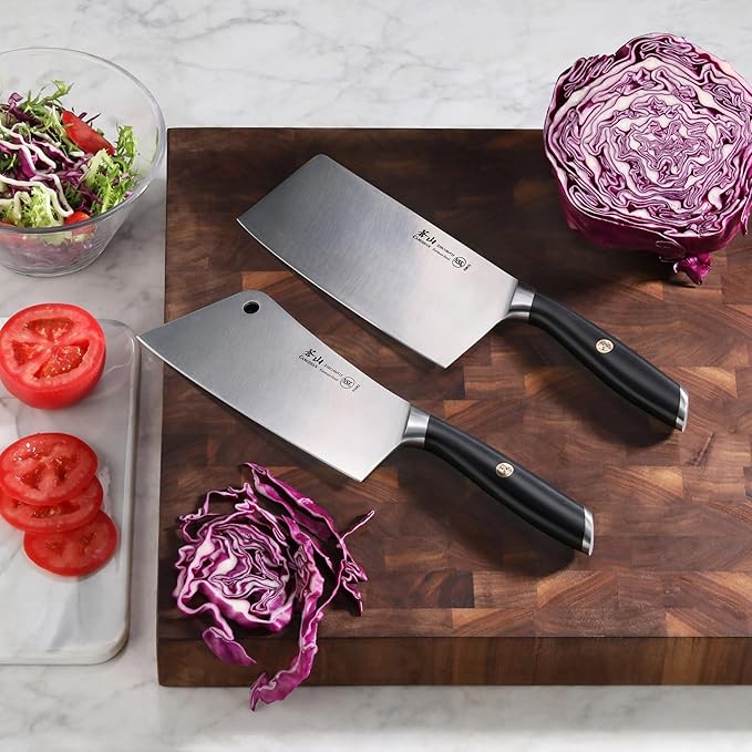 Cangshan L Series 2-Piece Cleaver Set, Forged German Steel (Black)