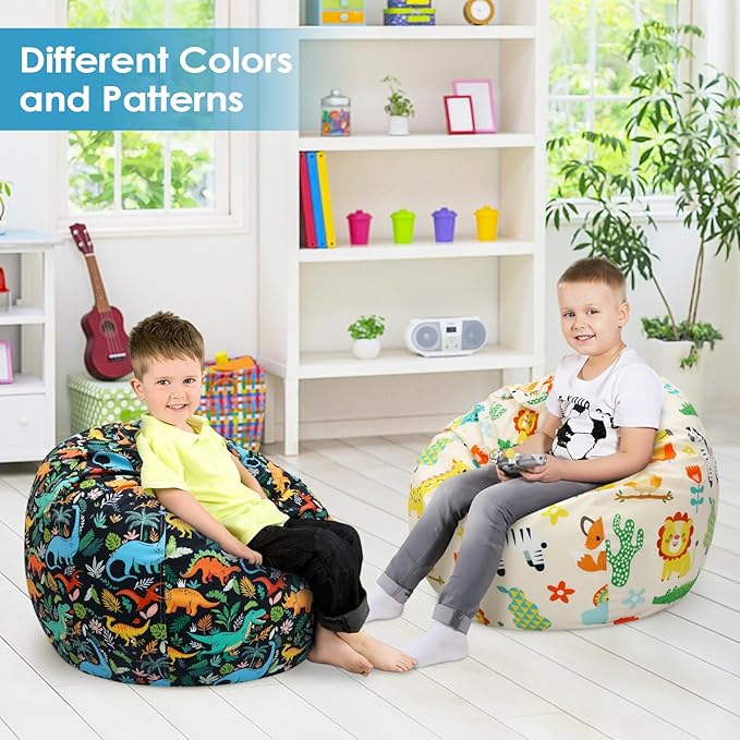 Bean Bag Chair for Kids Stuffed Animal Storage Beanbag Chairs,Toddler Toy Storage Organizer for Girls and Boys,32'' Cover Only（No Filling