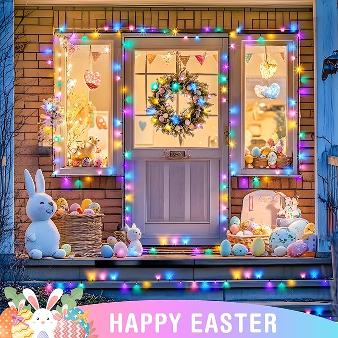 JMEXSUSS 400 LED Easter Lights Plug in, 132ft Multicolor Easter Lights String with Remote, Colorful String Lights for Bedroom Tree Room Party Easter Decorations