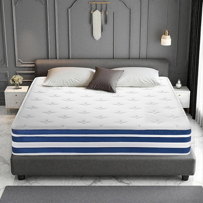 Full Mattress 10 Inch, Hybrid Full Size Mattress in a Box with Gel Memory Foam and Pocket Springs, Medium Firm Mattresses for Pressure Relief & Motion Isolation & Edge Support, Non-Fiberglass