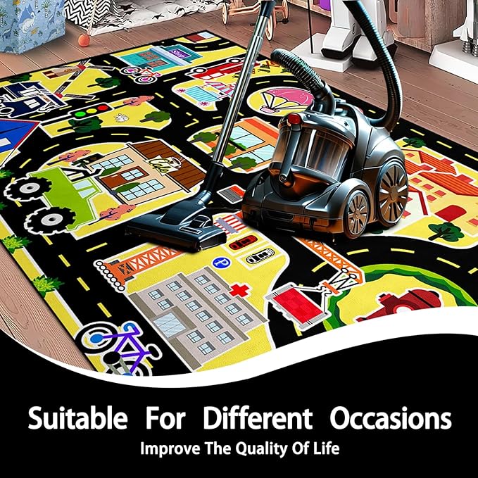 Road Map Carpet for Kids - Kids Rugs for Playroom Car Rugs for Boys Toy Play Mats for Floor City Rug Play Mat, 2. 5x4 Feet