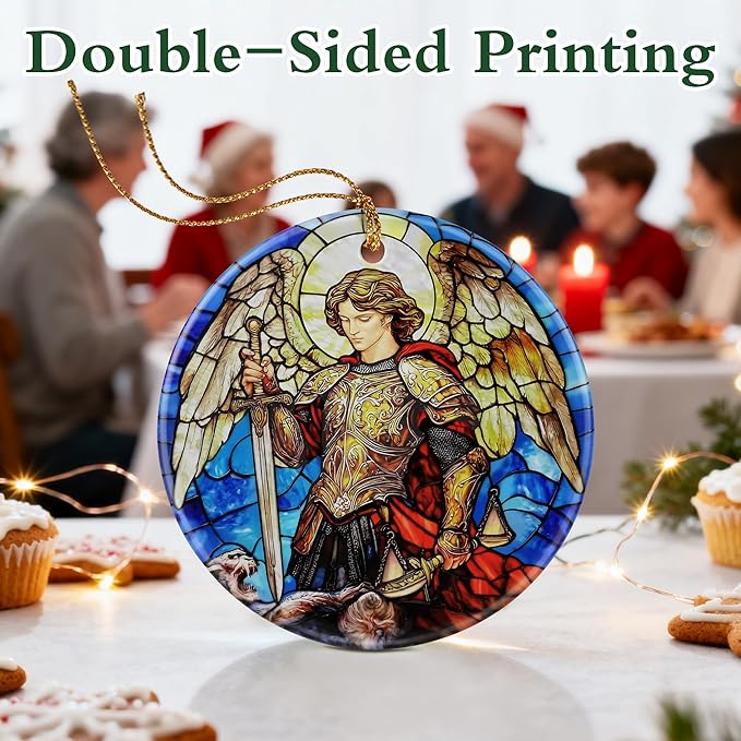 Archangel Michael Ornament | Christmas Ornaments, Christmas Decorations, Hanging Ornaments for Tree, Warrior Angel Decor | Religious Gifts, Christian Gifts | Faithful Gift, Spiritual Guardian Gift