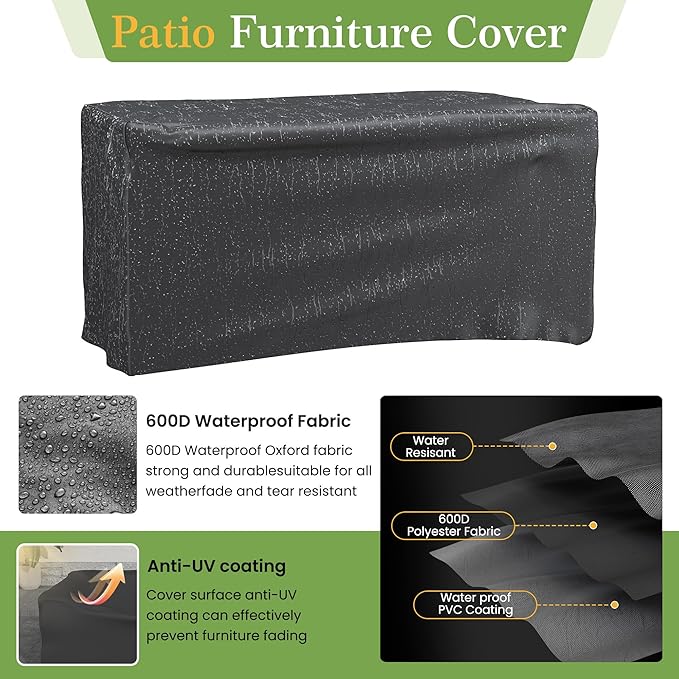 Amopatio Patio Loveseat, Outdoor Furniture 2-Seat Wicker Porch Furniture Outdoor Couch Sofa with Water-Resistant Cover & Non-Slip Cushions, Premium Patio Set, Blue