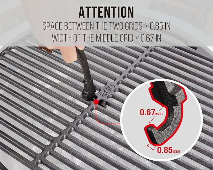 2Pack Barbecue Cooking Grids Gripper, Cast Iron Grill Grate Lifter Tool - Charcoal Grill Accessories Works for Weber Kettle Grill, Joe Classic Grill, Char-Griller Akorn Grill Grate, Easy to Move Grate