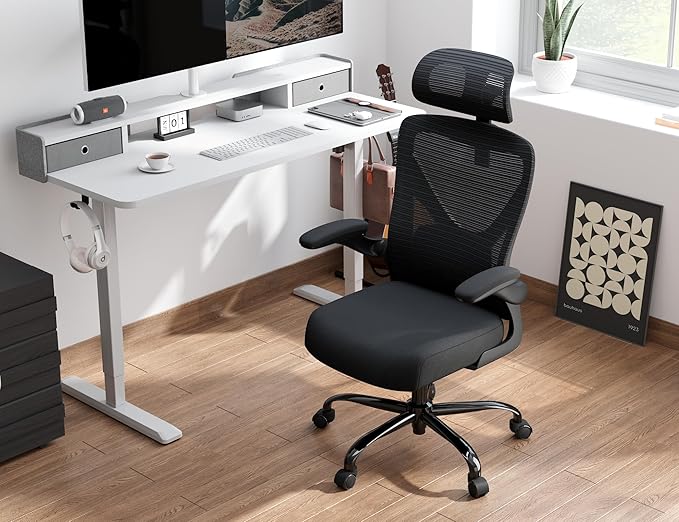 Ergonomic Office Chair-Mesh Computer Desk Chair Comfy, High-Back Gaming Chairs with 3D Headrest & Lumbar Support, Executive Task Chair for Adults, Comfortable for Long Hours
