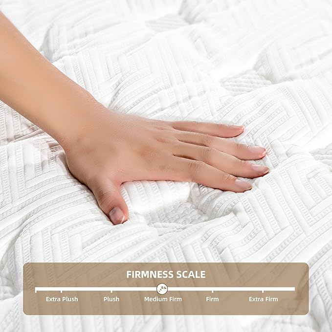 COOLMI 12 Inch Queen Hybrid Mattress, Memory Foam and Independent Spring, Soft and Comfortable Medium Firm Mattress, Pressure Relief, CertiPUR-US Certified