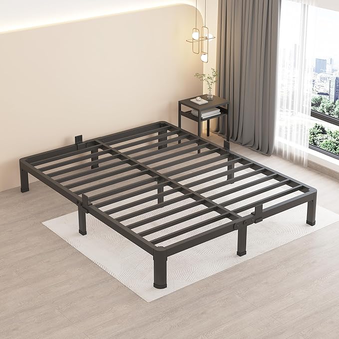 MAF 10 Inch King Metal Platform Bed Frame with Round Corner Legs, 3000 LBS Heavy Duty Steel Slats Support, Noise Free, No Box Spring Needed, Easy Assembly