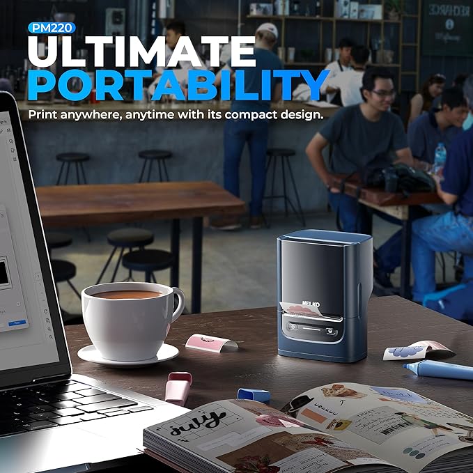 Nelko PM220 Bluetooth Label Maker Machine With Tape, 2 Inch Portable Thermal Printer for Small Business, Logo, Clothing, Sticker for Phones & PC, With 3 Labels, Deep Blue