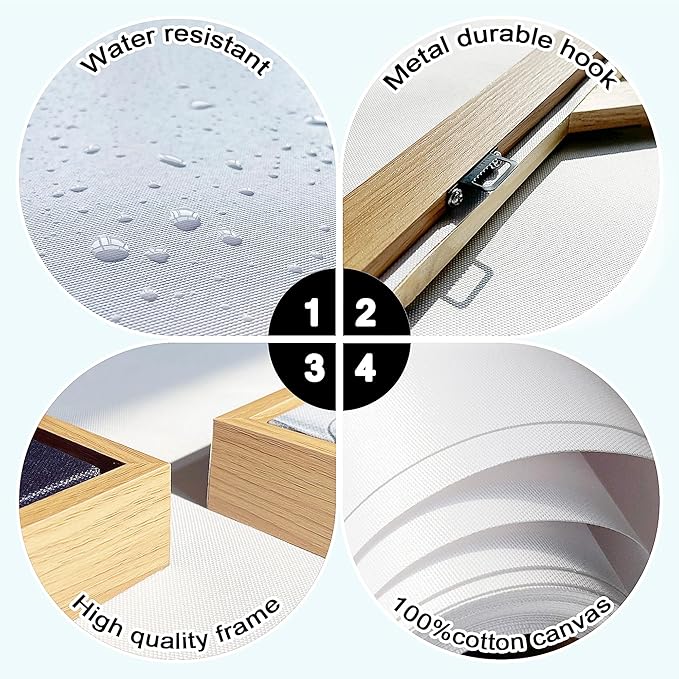 Large Painting Wall Art Blue watercolor Ocean Picture for Living Room Coastal Home Bedroom Decoration sailing boat Framed Artwork Decor 24×48IN