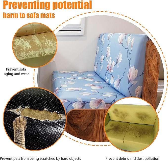 RV Dinette Cushion Covers - Stretchable Camper Cushion Slipcovers, 2 Backrest & 2 Bench Covers (Blossom)