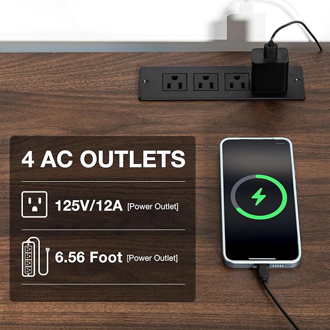 HOMMPA LED TV Stand for up to 70" TV Entertainment Center with Power Outlets, Gaming TV Consoles with Storage Media Table with LED Lights Game Cabinet for Living Room Walnut