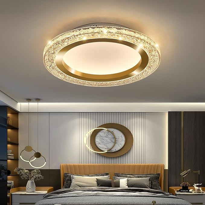 UOFUS 28W Gold LED Flush Mount Ceiling Light 12inch Modern Round Ceiling Light Fixture 3000K-6000K Super Bright Circle Ceiling Lamp for Bedroom Kitchen Bathroom Entryway Hallway Stairwell