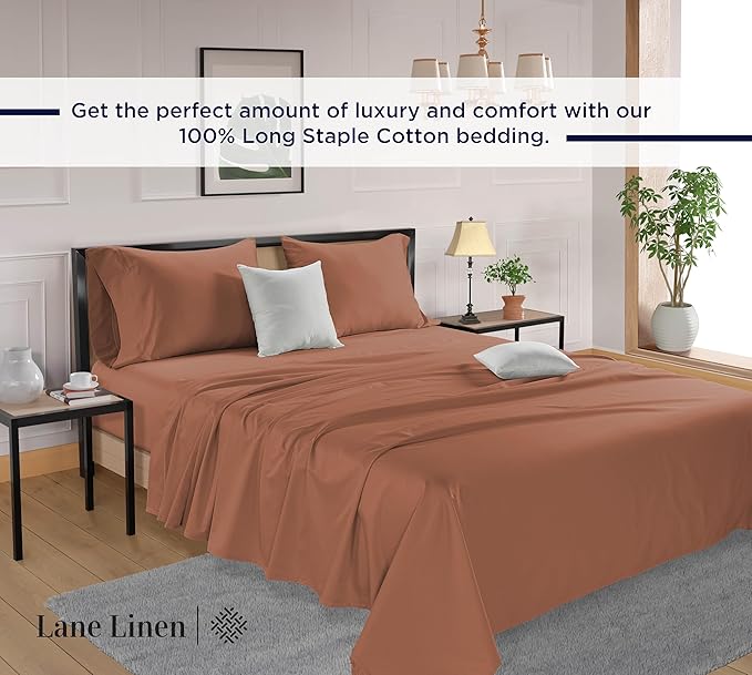 LANE LINEN Twin Bed Sheets Set - 600 Thread Count Set - 100% Cotton Sheets Twin Size Bed Set - Ultra Soft Cotton Bed Sheet Set - Sateen Weave Hotel Sheets - Rose Dawn