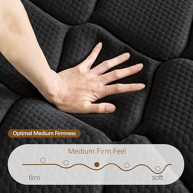 Twin Mattress- 12 Inch Hybrid Firm Support with Pocketed Coils & Cooling Gel Memory Foam | Orthopedic Back Pain Relief | Breathable | Twin Size Mattresses in a Box