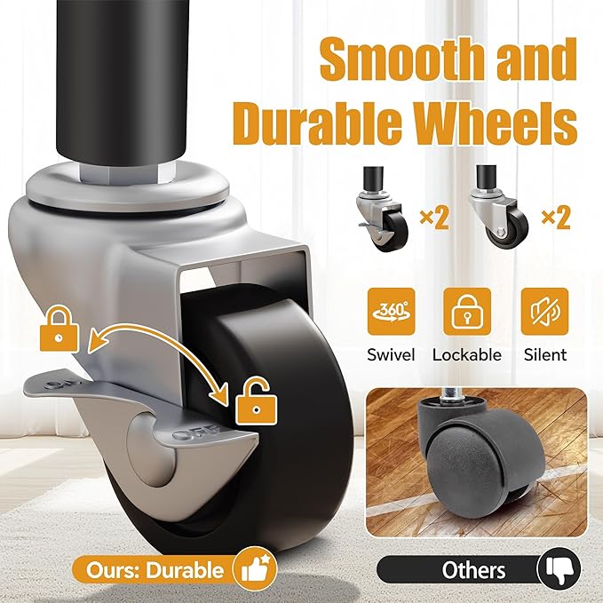 H4 Heavy Duty Clothes Rack with Cover, Rolling Garment Rack, Wardrobe with Cover and Wheels, Closet Organizer Shelf, Portable Closet Organizer and Storage, Black Clothing Rack with Grey Cover