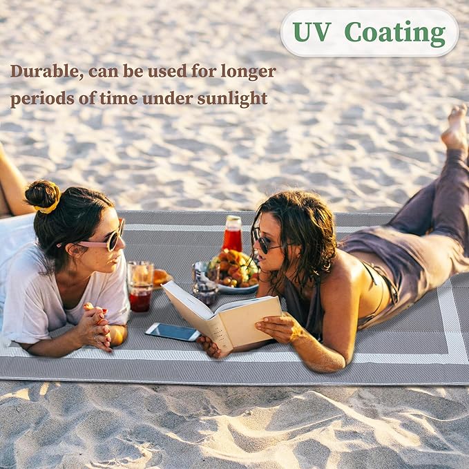 Ogrmar 5x8 FT Reversible Mats, Outdoor Rug for Patio Clearance, Waterproof Carpet, Plastic Straw Rug for Indoor Outdoor, Floor Mat&Rug for RV Porch Camping Backyard Deck Balcony Beach Trailer (Gray)