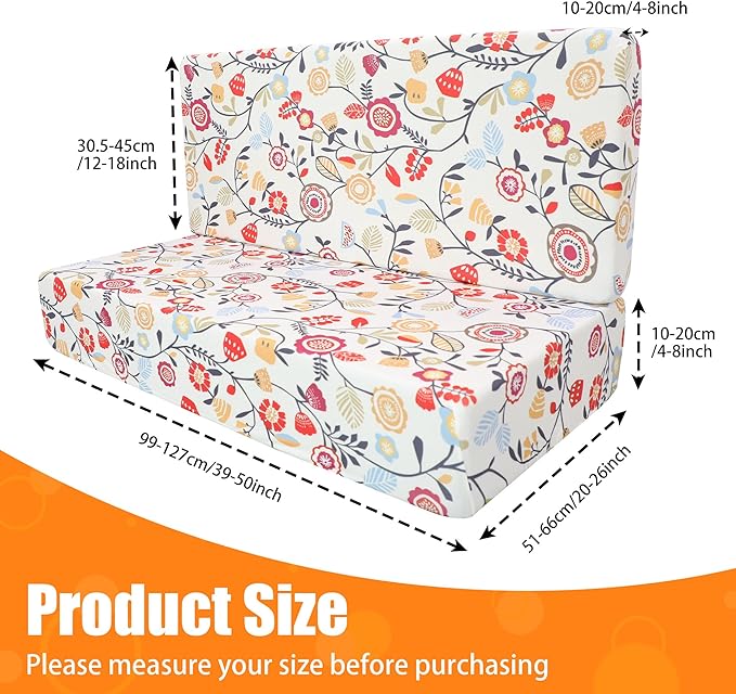 Rv Dinette Cushion Covers,Printing Stretchable Camper Cushion Cover,RV Cushion Slipcover,Rv Couch Cover Replacement for RV Camper Car Bench,2 Backrest Covers and 2 Bench Covers (Flower Vine)