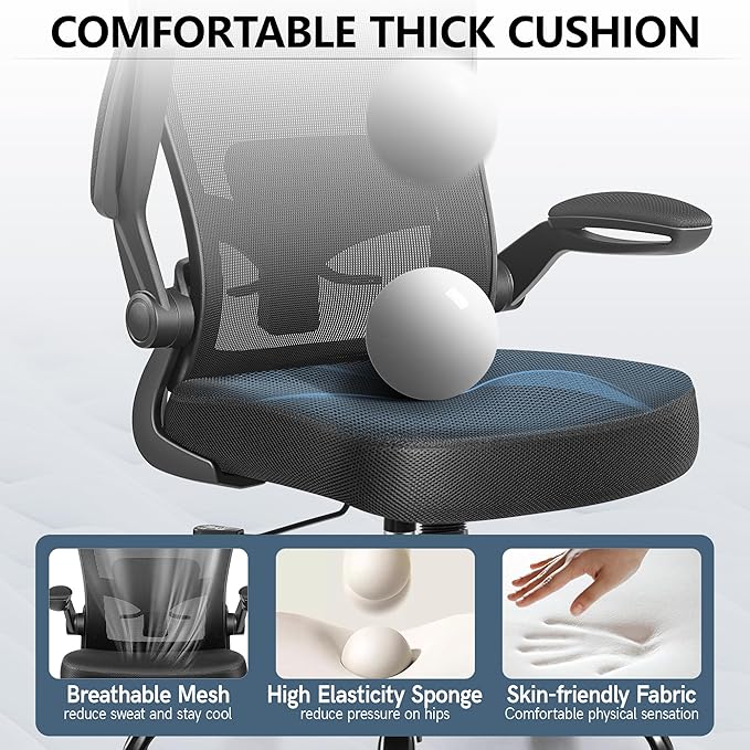 FelixKing Ergonomic Office Chair with Adjustable Headrest, Desk Chair Lumbar Support Swivel Task Chair with Flip up Armrests, Computer Gaming Chair for Home/Conference Room (Black)