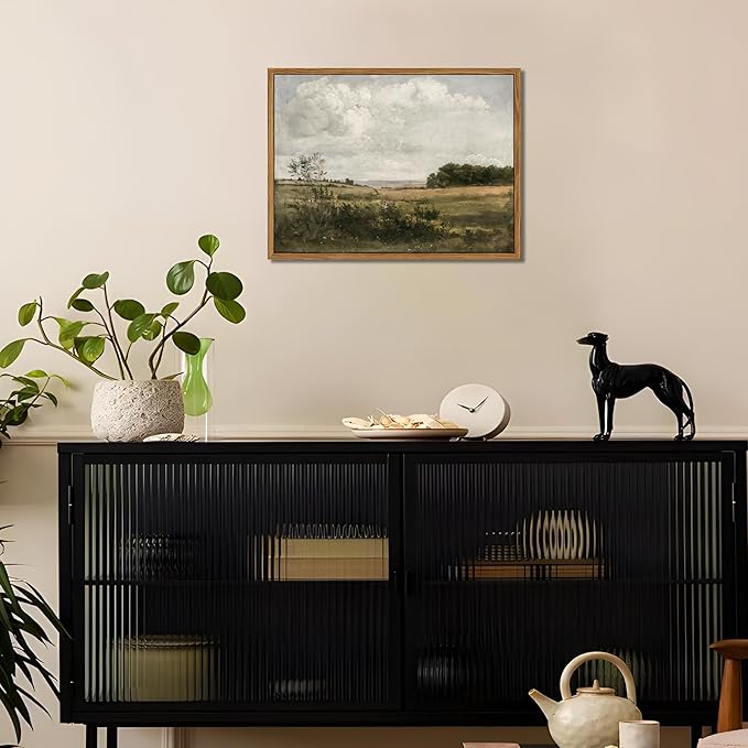 Floating Framed Vintage Canvas Wall Art - Wilderness Landscape Wall Decor, Elegant Natural Farmhouse Scenery Paintings Print for Living Room Bedroom Office Home Decoration 12x16 inch