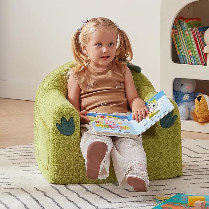 ALIMORDEN Animal Series Kid's Chair, Ultra-Soft Comfy Foam Filled Toddler Sofa Chair, Cute Animal-Shaped Design Toddler Couch, Lightweight Birthday for Baby Boys & Girls (Dinosaur)