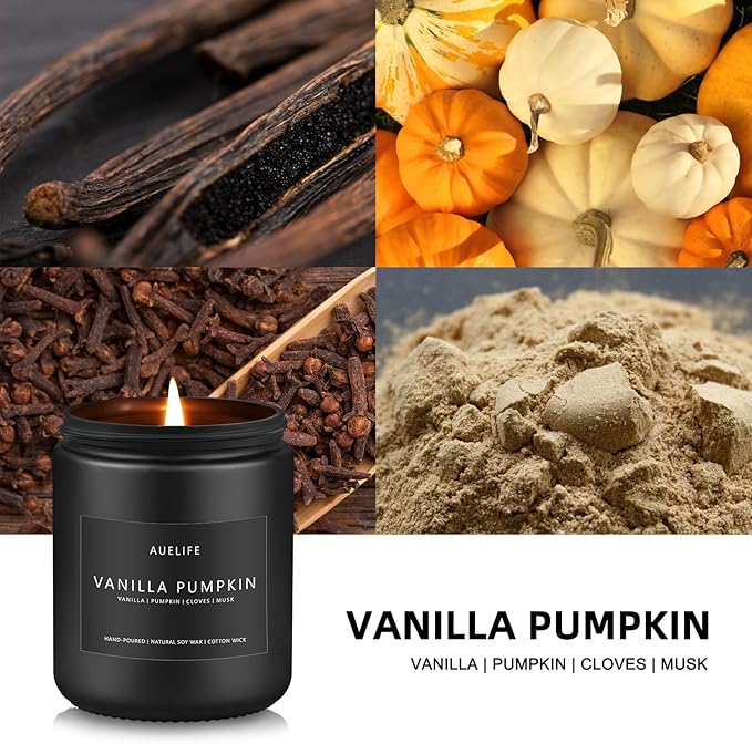 Fall Candle | Vanilla Pumpkin Candle - Scented Candles for Autumn, Fall Aromatherapy Gifts - 7 OZ