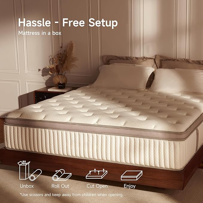 King Mattress, 14 inch King Size Cooling Gel Memory Foam Mattresses for Pressure Relief, Medium Firm Hybrid Mattress in a Box, CertiPUR-US Certified