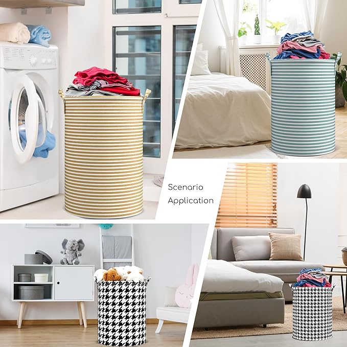 3 Pack Laundry Basket Set,Durable Waterproof Laundry Hamper with Reinforced Handle,Space-Saving Collapsible Laundrys Baskets for Home,Dorm,Multi-Purpose Laundry Bag for Clothes,Towel Storage