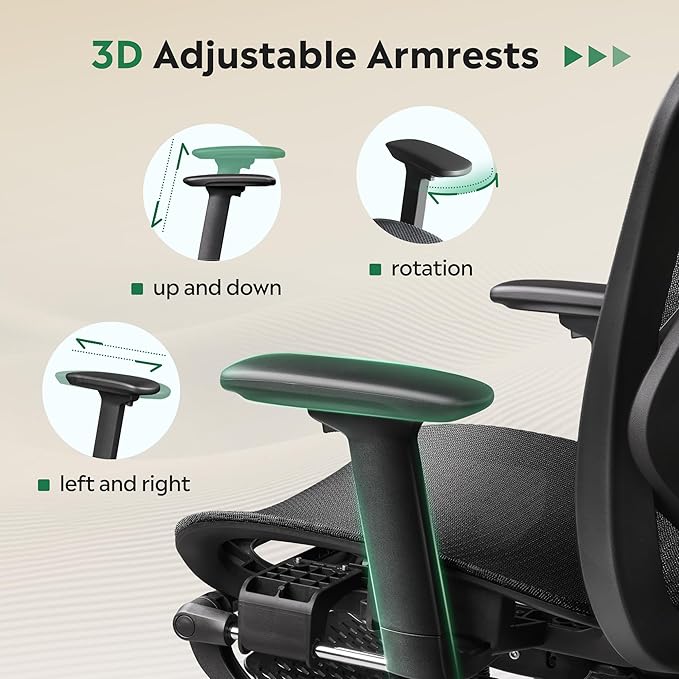 DEVAISE Ergonomic Mesh Office Desk Chair, Retractable Footrest and Adjustable Lumbar Support, Comfy High Back Reclining Computer Gaming Chair, Tilt Function, Heavy Duty, SGS Class 4 Gas Lift, Black