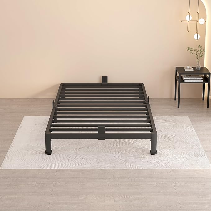 MAF 4 Inch Twin Metal Platform Bed Frame with Round Corner Legs, 3000 LBS Heavy Duty Steel Slats Support, Noise Free, No Box Spring Needed, Easy Assembly