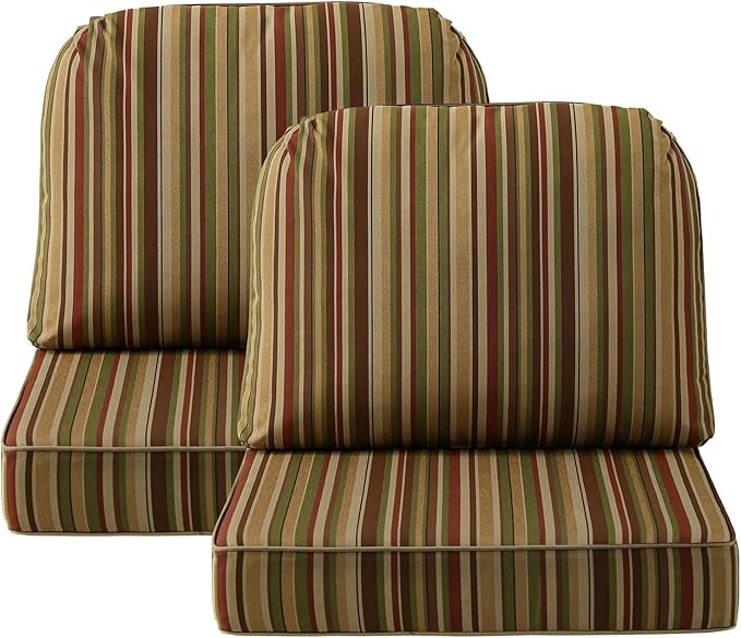 Outdoor Cushions for Patio Furniture Set of 2, 24"x24" Water Repellent Chair Cushions Removable Seat Bottom & Back Cushion Covers for Chair, Sofa, Couch, Colorful Stripe