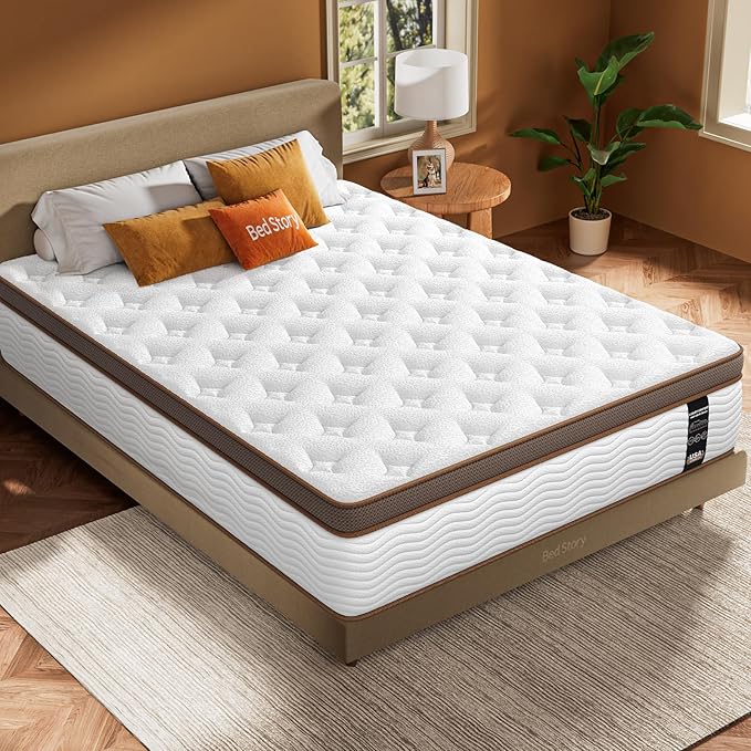 BedStory Firm Queen Mattress 14 Inch - Hybrid Mattress with Optimal Spinal Support for Back Pain - Advanced Pocket Spring and Motion Isolation Technology, CertiPUR-US Certified