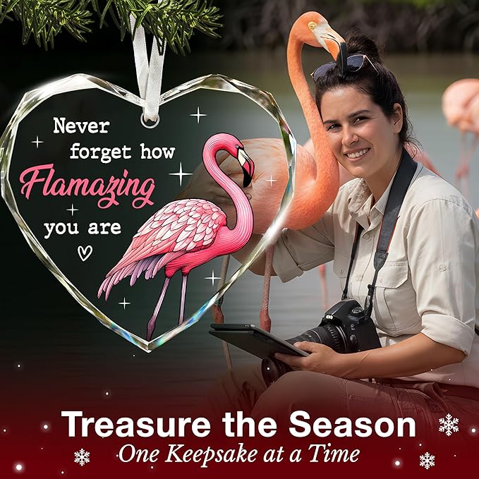 Flamingo Christmas Ornaments - Pink Flamingo Ornaments for Christmas Tree, Novelty Holiday Flamingo Gifts for Bird Lovers, Unique Ornament Celebrating A Tropical Holiday Theme