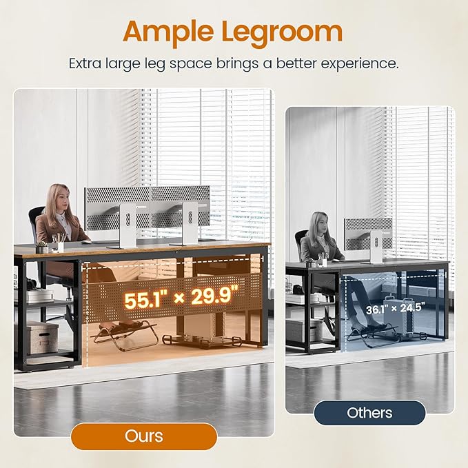 71 in Executive Desk with Power Outlets, Reversible L Shaped Desk with File Drawers & Storage Shelves, Large Office Desk Computer Desk with Pegboard, Mobile CPU Stand, Modern Corner Desk