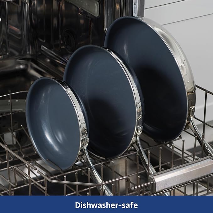 Tramontina Signature 10-Inch Tri-Ply Clad Stainless Steel Frying Pan with Ceramic Non Stick Interior, Induction-Ready Nonstick Skillet, Oven-Safe, Dishwasher-Safe