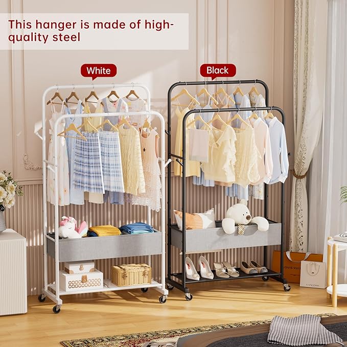 SINGAYE Clothes Garment Coat Rack Drying Clothing Racks Metal Freestanding for Hanging Clothes Portable Closet for Laundry Bedroom Black