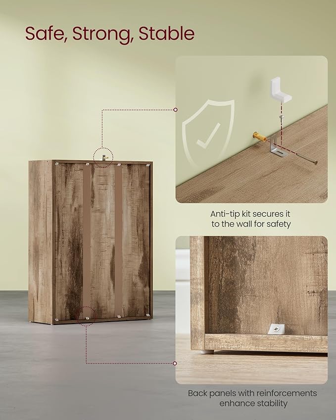 VASAGLE Custos Collection - Bookshelf, 3-Tier Bookcase, Book Shelf, Open Storage Shelf, 9.4 x 23.6 x 32 Inches, for Living Room, Home Office, Dinning Room, Camel Brown ULBC163L01