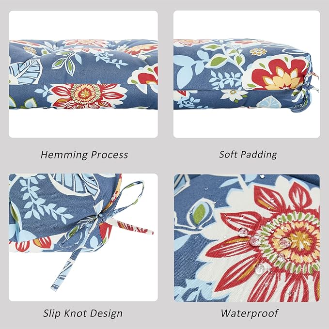 JMGBird Outdoor Chair Cushion Set of 2 Patio Cushions 19x19 with Ties Outdoor Cushions for Patio Furniture