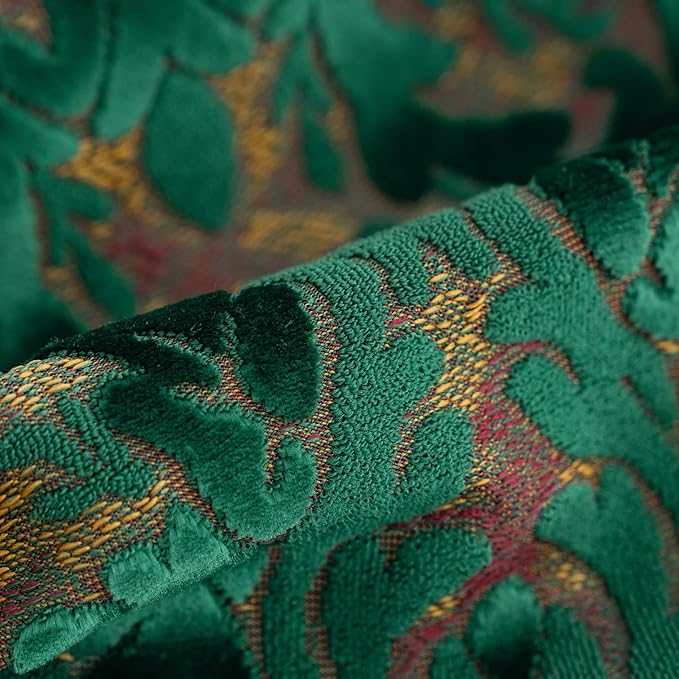 Alerfa Boho Green Floral Throw Pillow Cover 18x18 Inch Cut Velvet Sqaure Luxury Embroidered Decorative Pillow Cover for Couch Living Room Bedroom